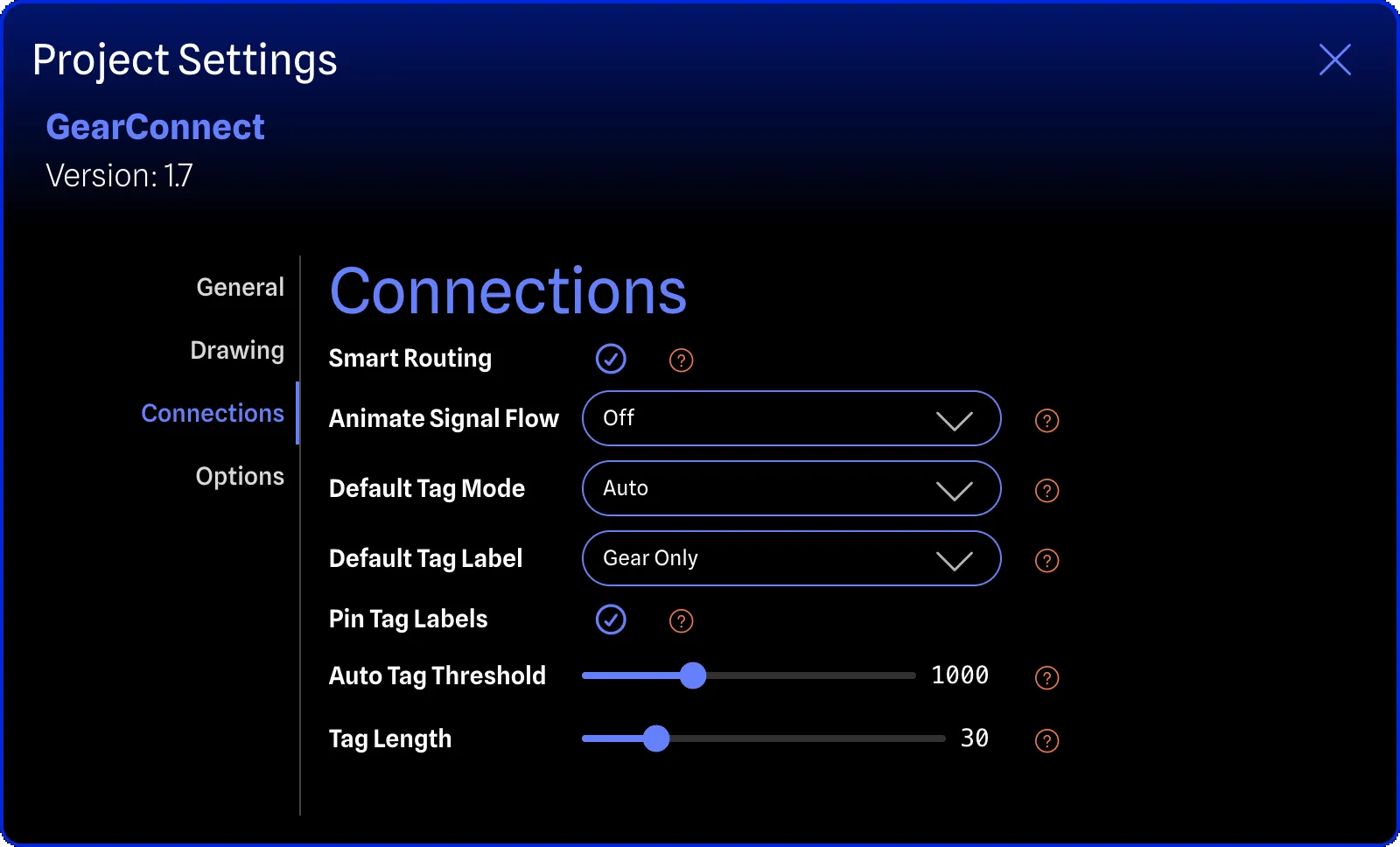Project Settings - Connections