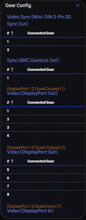 Gear Config table expansion card grouped