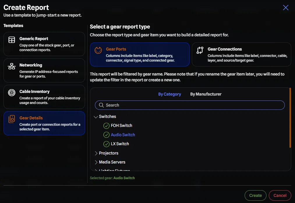 Gear Details Reports