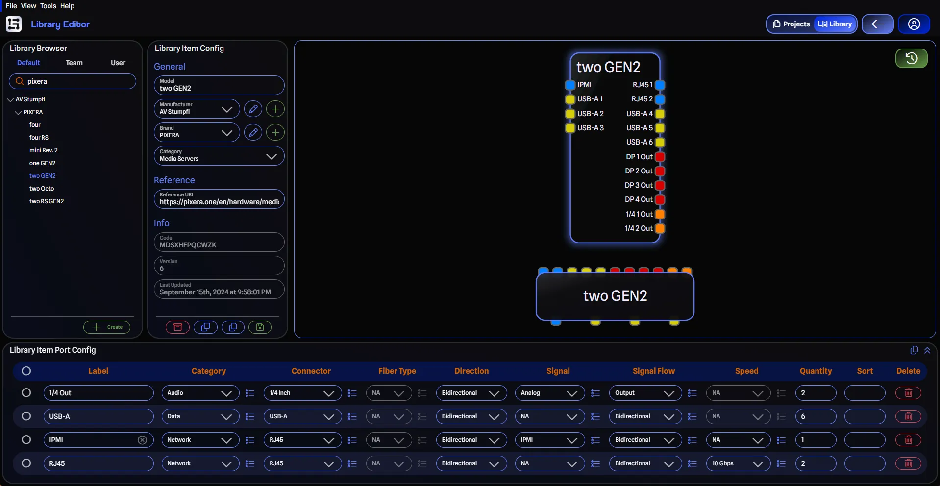 Library editor page