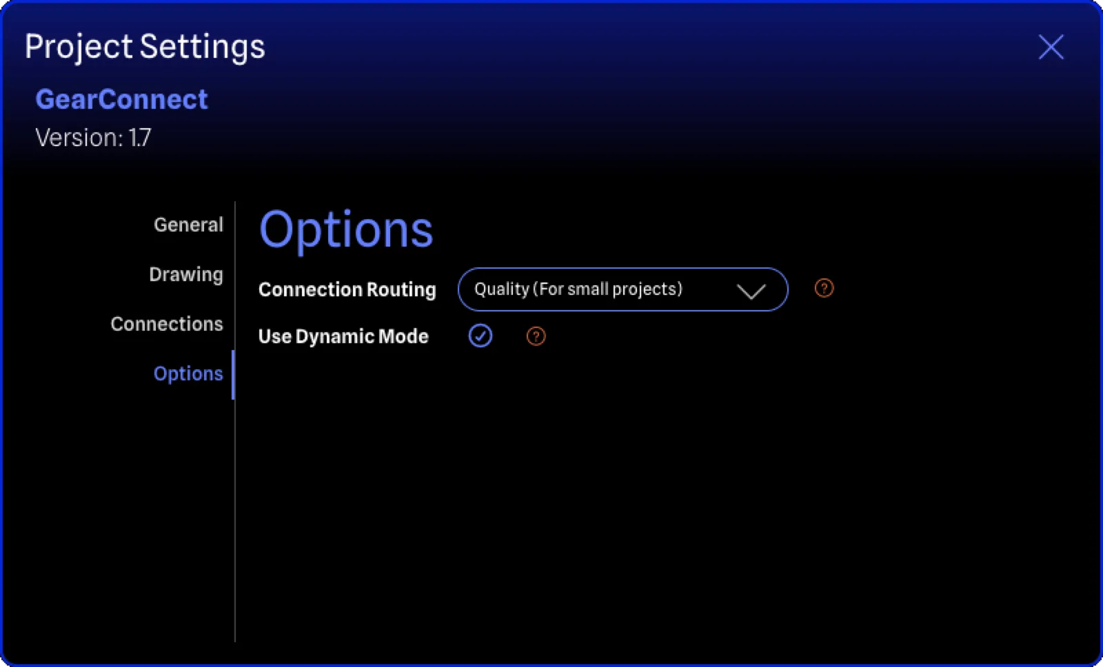 Project Settings - Options