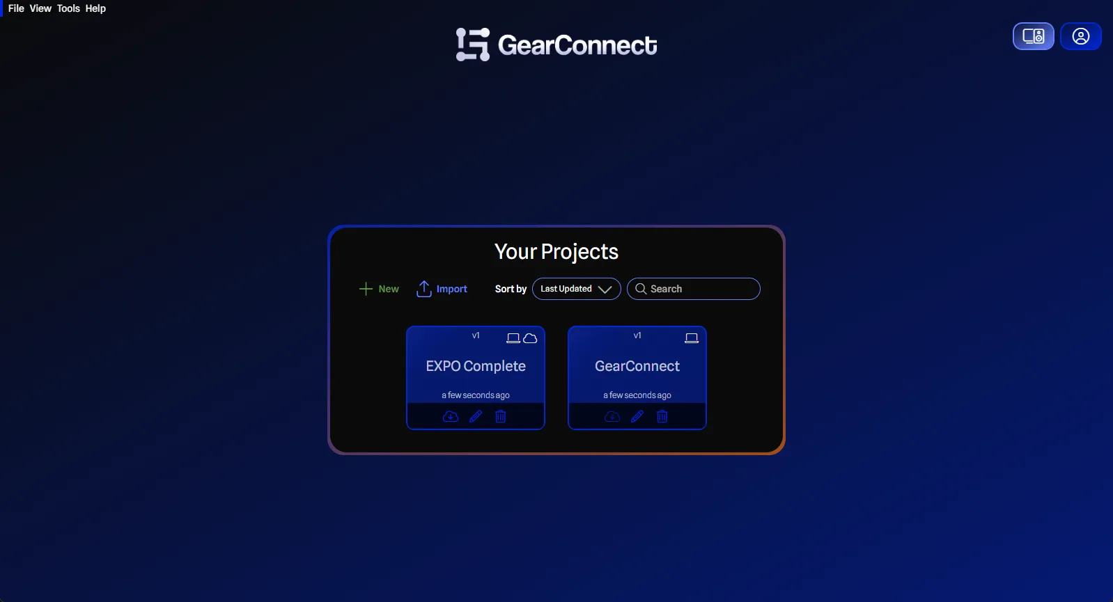 Projects page
