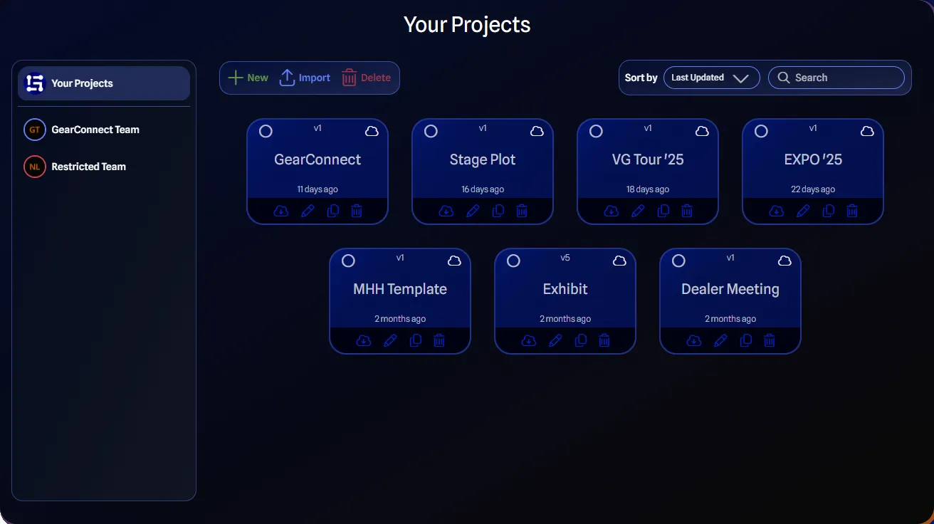 GearConnect Projects Page