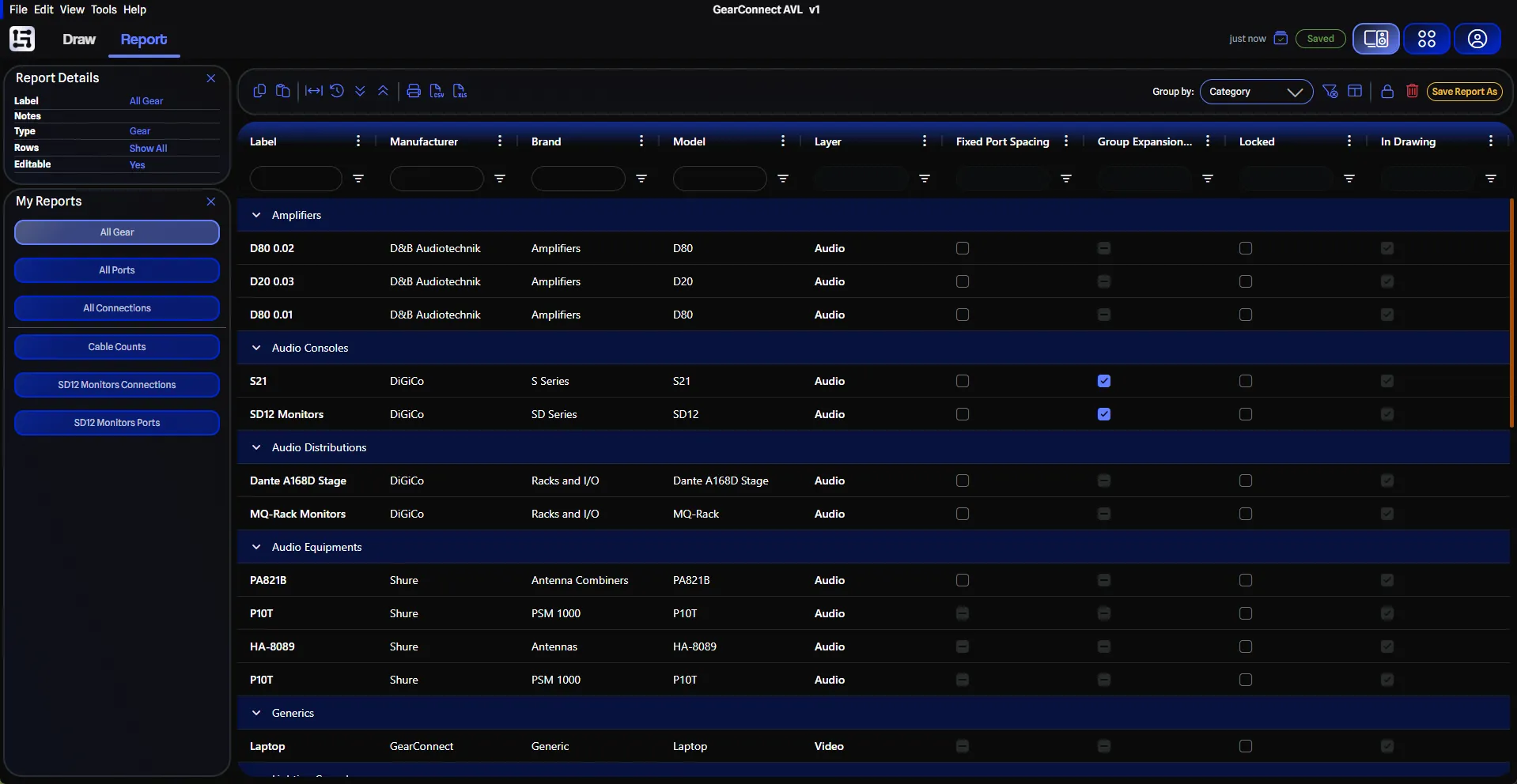 Report page