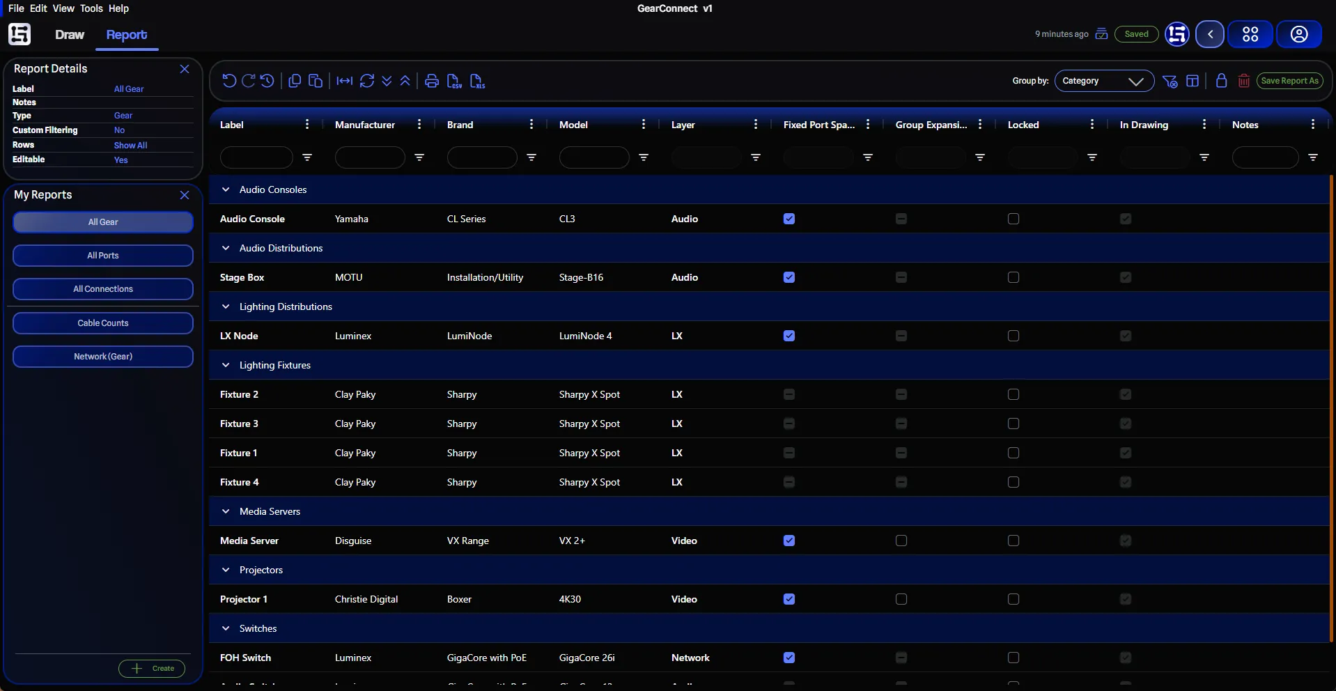 Report page