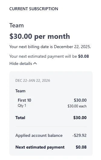Stripe credits