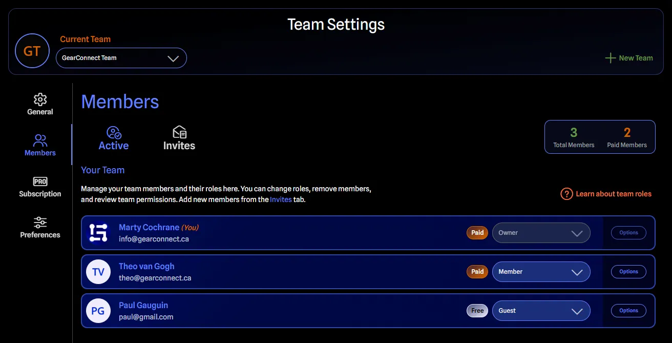 Members Tab